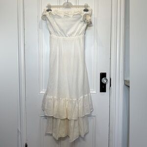 NWT - Nine West Linen Strapless Boho Dress with Ruffle Accents - Size 10